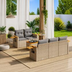 Specifications of 6-Piece Beige Garden Sofa Set