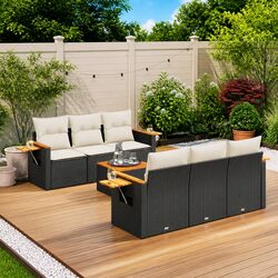 7 Piece Black Rattan Garden Sofa Set Specifications