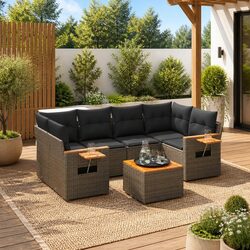 Detailed Specs of 7 Piece Grey Outdoor Sofa Set