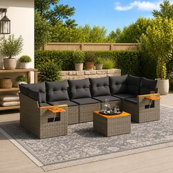 8-Piece Outdoor Sofa Set Specifications: Grey Poly Rattan
