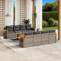 9 Piece Garden Sofa Set in Grey - Specs and Design