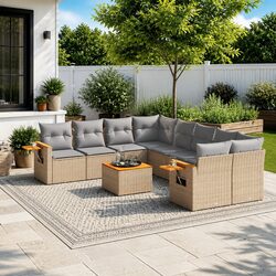Specifications of 9-Piece Modular Outdoor Sofa Set in Beige