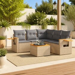 Garden Sofa Set: 6 Pieces with Removable Cushion Covers