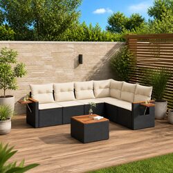 Specifications of 7 Piece Outdoor Sofa Set – Black Poly Rattan
