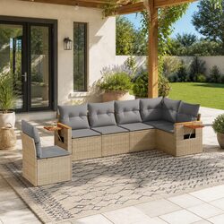 6-Piece Garden Sofa Set with Removable Cushion Covers