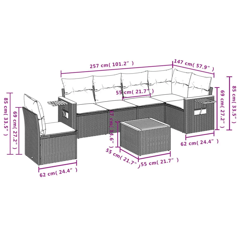 7 Piece Garden Sofa Set with Cushions