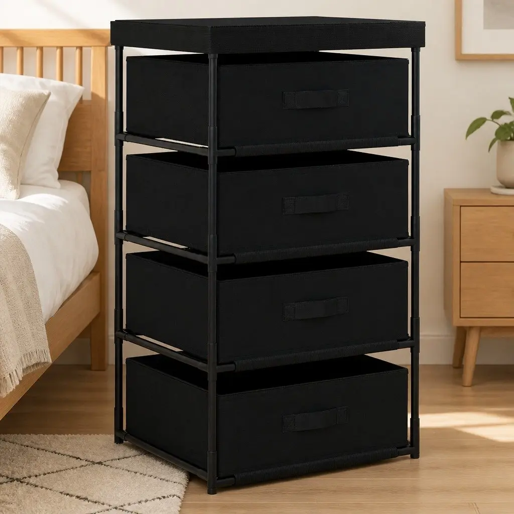 4-Basket Steel Frame Storage Rack
