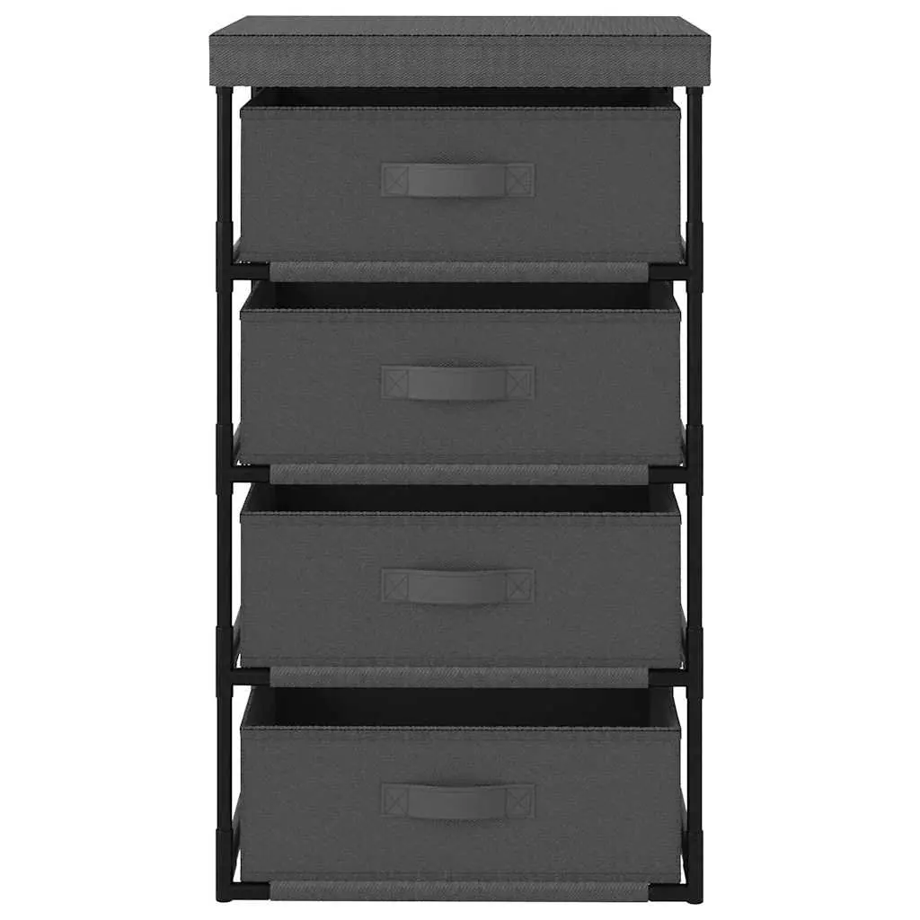 Storage Rack for Home with 4 Removable Fabric Baskets Grey Steel Frame