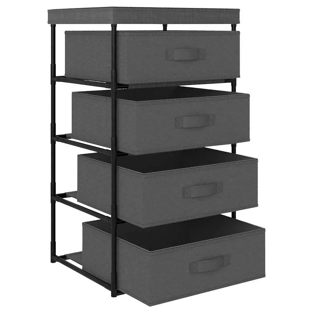 Storage Rack for Home with 4 Removable Fabric Baskets Grey Steel Frame