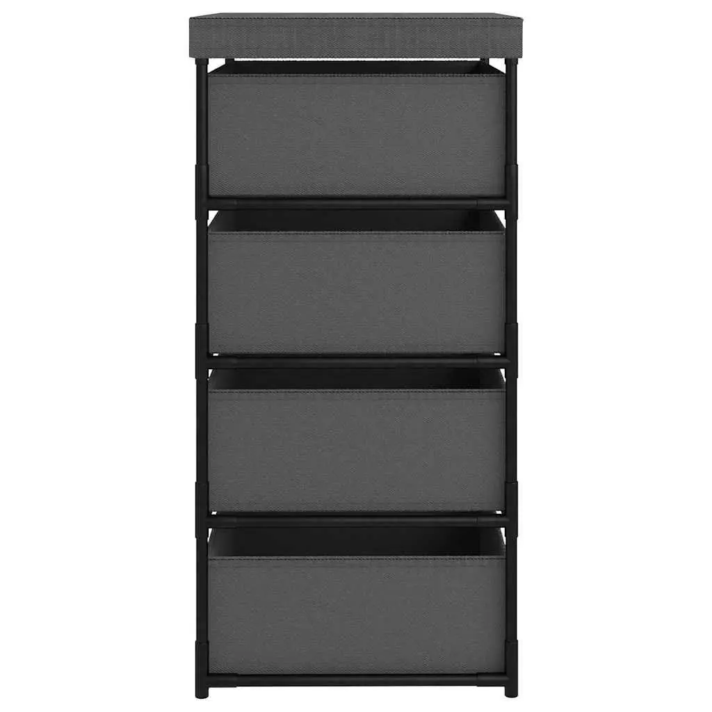 Storage Rack for Home with 4 Removable Fabric Baskets Grey Steel Frame