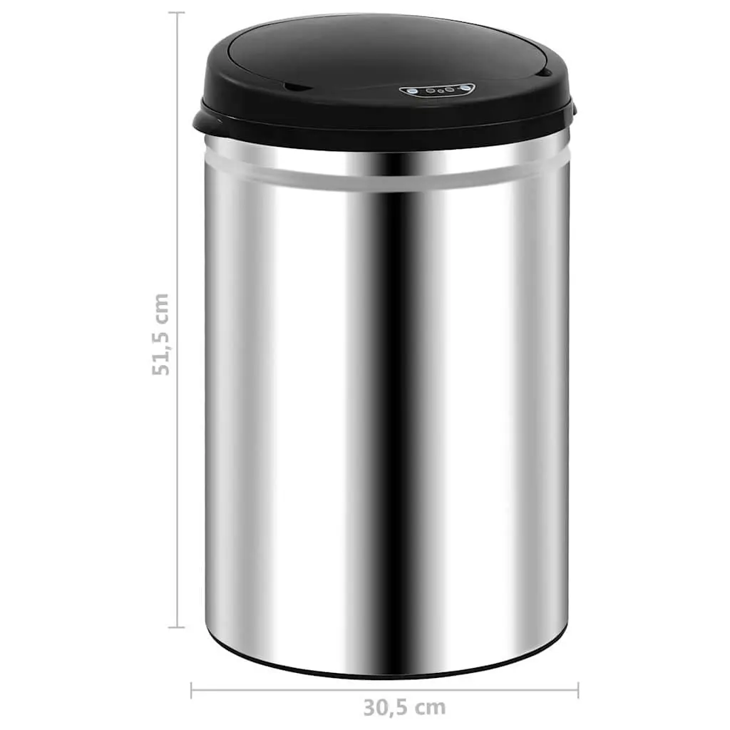 Automatic Sensor Dustbin 30L Silver Stainless Steel Waste Bin Trash Can