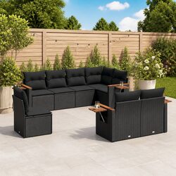 Garden Sofa Set 8 Piece Outdoor Furniture Patio Seating Black Poly Rattan