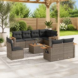 Garden Sofa Set 9 Piece Details: Durable Rattan & Acacia Wood