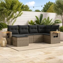 Garden Sofa Set Specifications: 6-Piece Grey Rattan Furniture