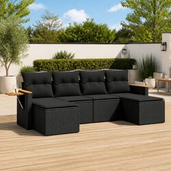 Garden Sofa Set: 6 Pieces with Foldable Side Table