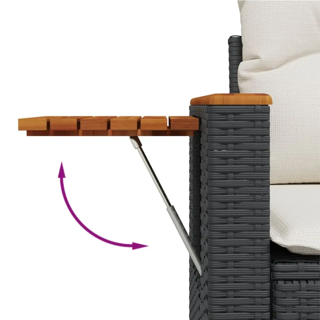 7 Piece Modular Garden Sofa Set with Black Cushions