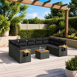 Specifications of the 10 Piece Garden Sofa Set - Black