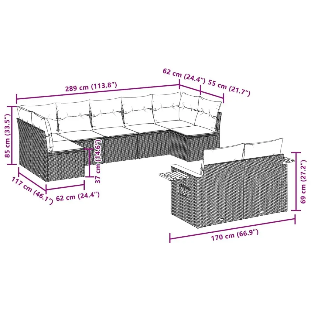9 Piece Modular Garden Sofa Set