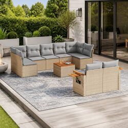 Specifications of Beige 10-Piece Garden Sofa Set with Cushions