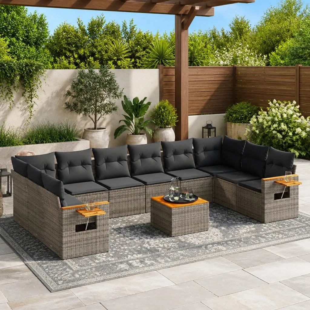 11-Piece Grey Patio Sofa Set