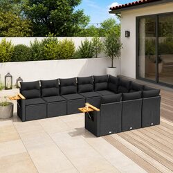 Specifications of the 10-Piece Black Rattan Garden Sofa Set