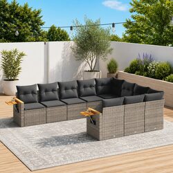 Factual 10-Piece Grey Rattan Patio Lounge Set