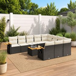 Specifications of 11-Piece Black Poly Rattan Sofa Set
