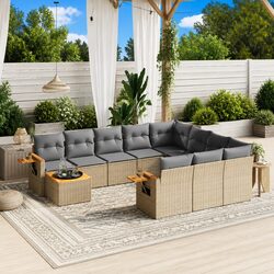 Specifications of 11-Piece Beige Modular Garden Sofa Set