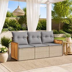 3 Piece Garden Sofa Set: PE Rattan and Cushions Included