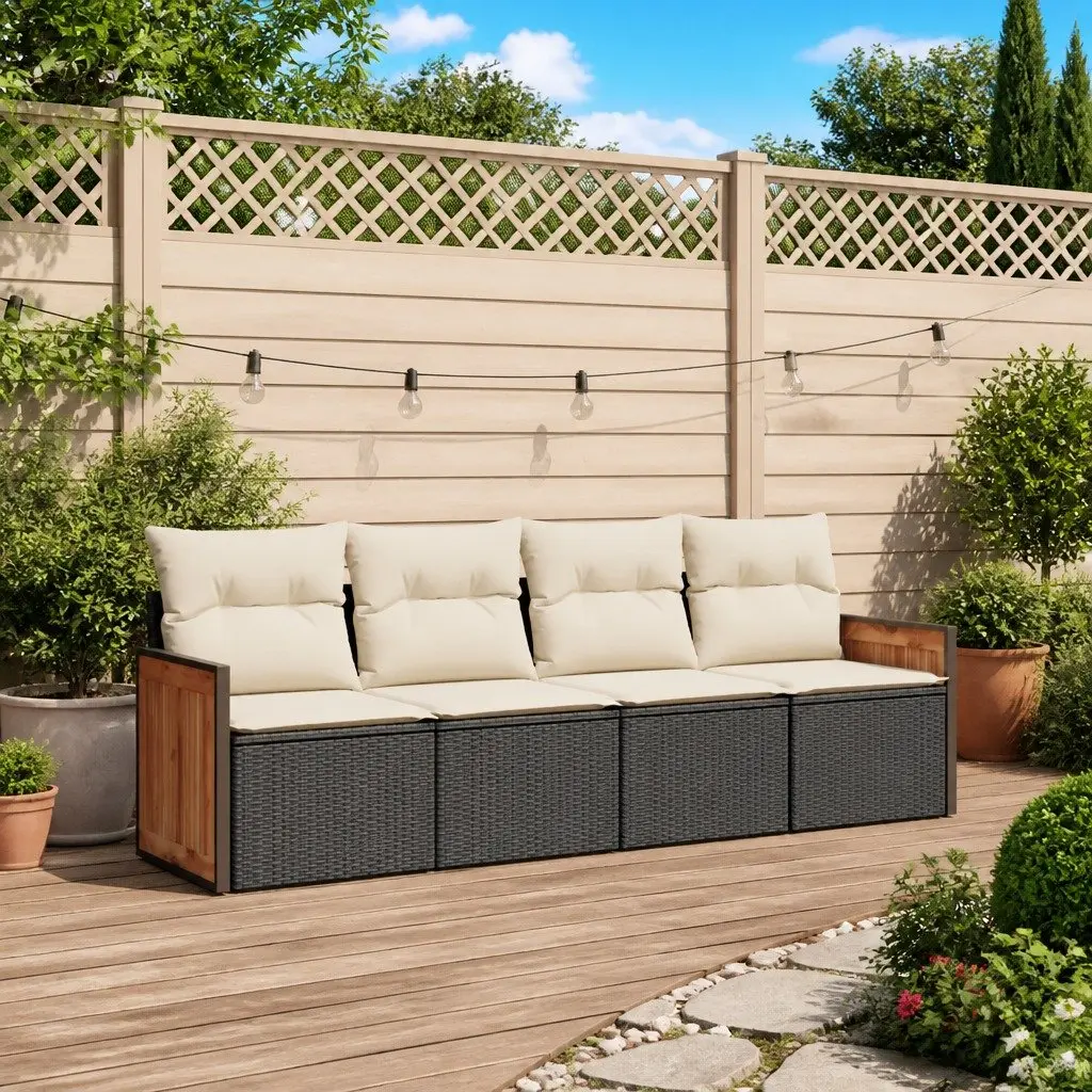 Garden Sofa Set Outdoor Furniture Modular 4 Piece Black Cushions