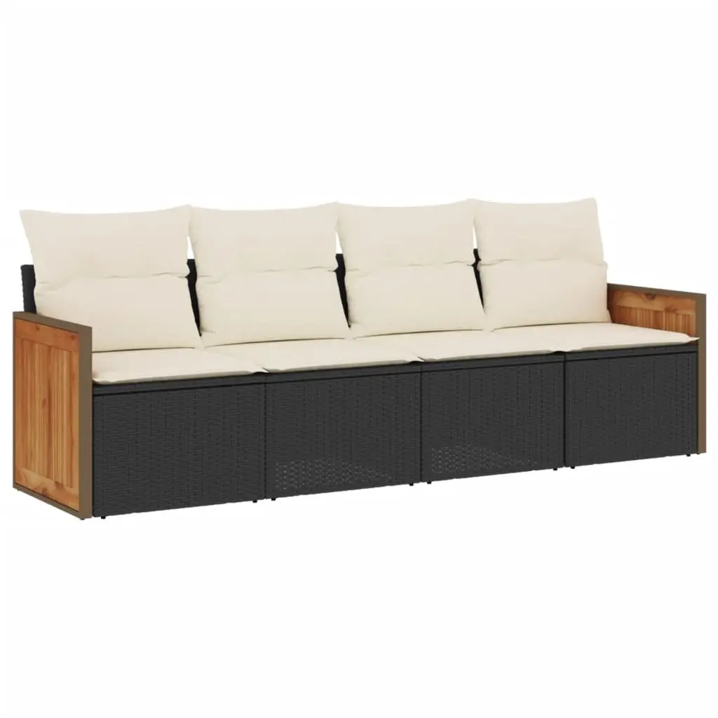 Garden Sofa Set Outdoor Furniture Modular 4 Piece Black Cushions