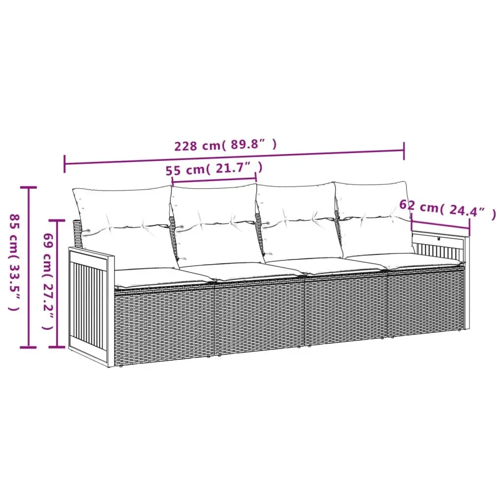 Garden Sofa Set Outdoor Furniture Modular 4 Piece Black Cushions