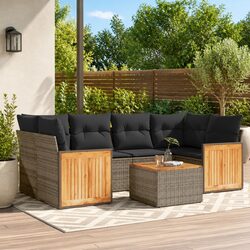 7 Piece Grey Garden Sofa Set - Dimensions and Features Listed