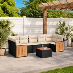 Specifications for 8-Piece Outdoor Sofa Set in Black