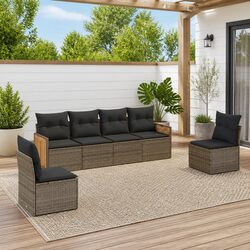 Specifications of 6-Piece Garden Sofa Set with Grey Cushions