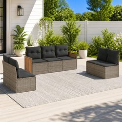 Factual 7-Piece Grey Garden Sofa Set with Cushions