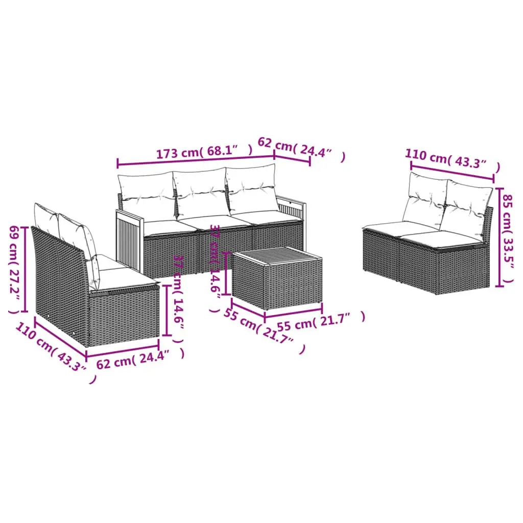 8-Piece Beige Outdoor Sofa Set with Cushions and Table