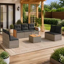 Garden Sofa Set 8 Piece Outdoor Furniture Patio Lounge Grey Modular with