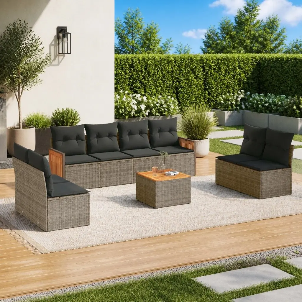 Garden Sofa Set Outdoor Furniture Patio Seating Grey 9 Piece