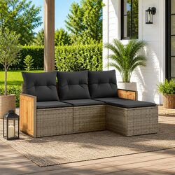 Garden Sofa Set 4 Piece Outdoor Furniture Patio Lounge Grey Cushions Modular