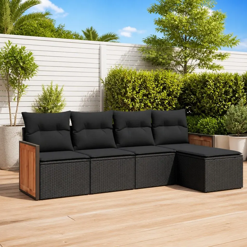 Garden Sofa Set Outdoor Furniture Patio Seating 5 Piece Black