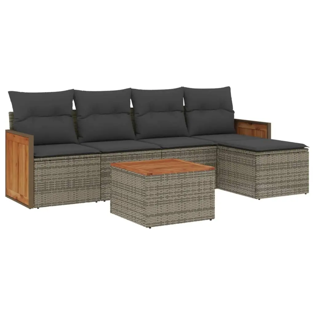 Garden Sofa Set Outdoor Furniture 6 Piece Modular Grey Poly Rattan