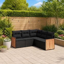 Garden Sofa Set Specifications: 5 Piece Outdoor Black Set