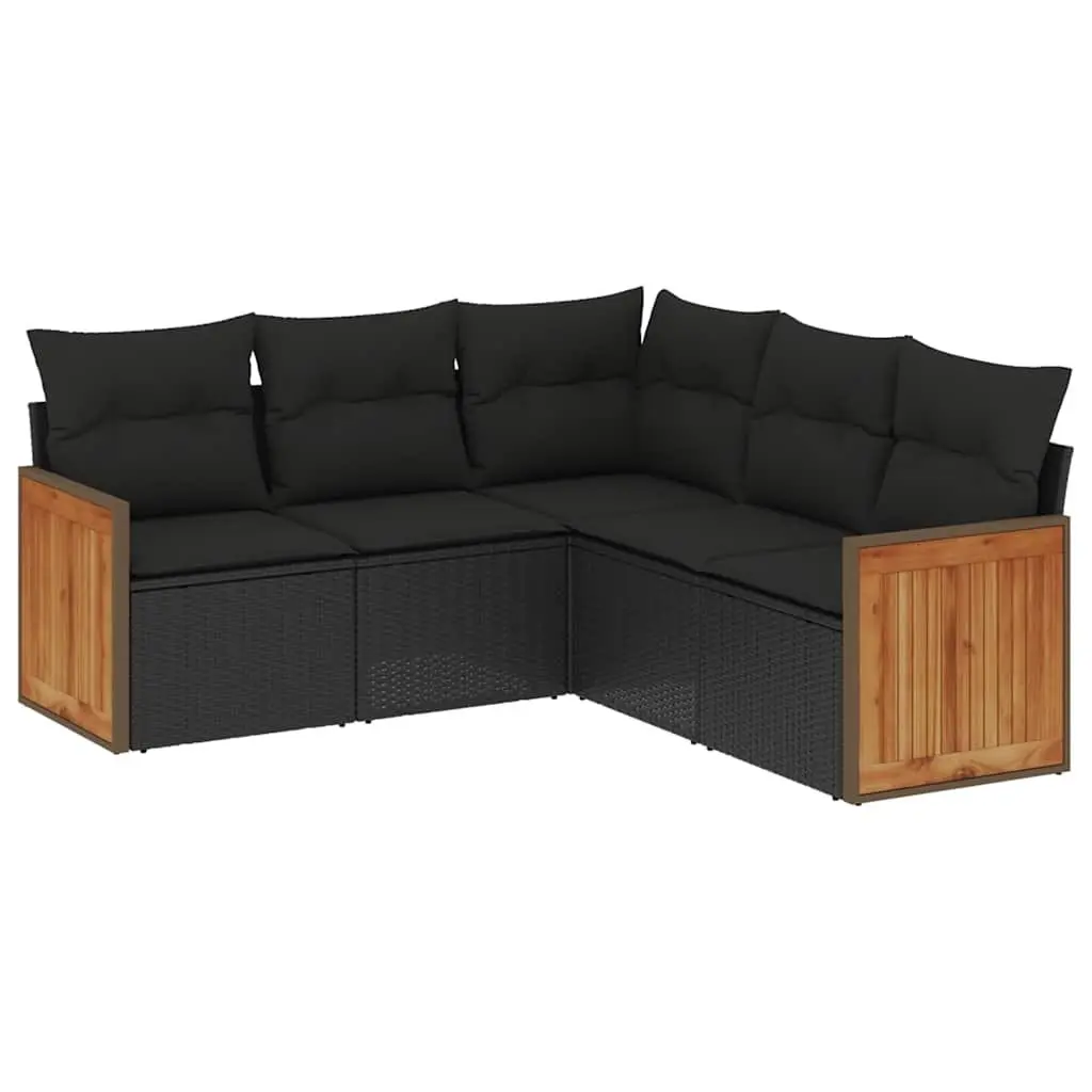 Garden Sofa Set 5 Piece Outdoor Furniture Patio Sectional with Cushions Black