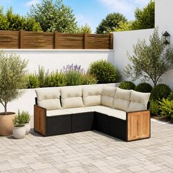 Specifications for 5-Piece Garden Sofa Set in Black Rattan