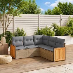 5 Piece Beige Garden Sofa Set – Modular Design