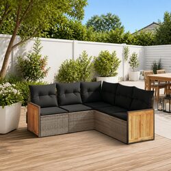 Garden Sofa Set 5 Piece Outdoor Furniture Patio Seating Grey with Cushions
