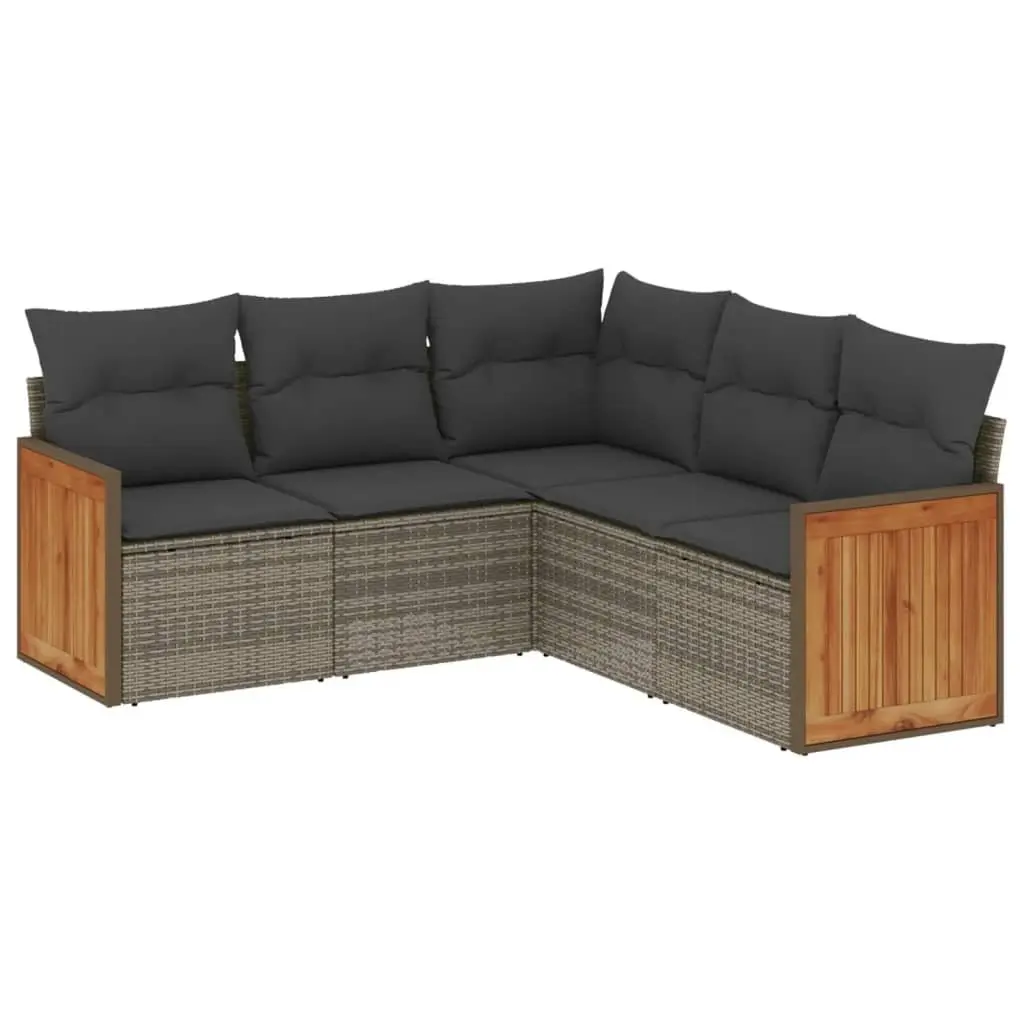 Garden Sofa Set Outdoor Furniture 5 Piece Patio Seating Grey with Cushions