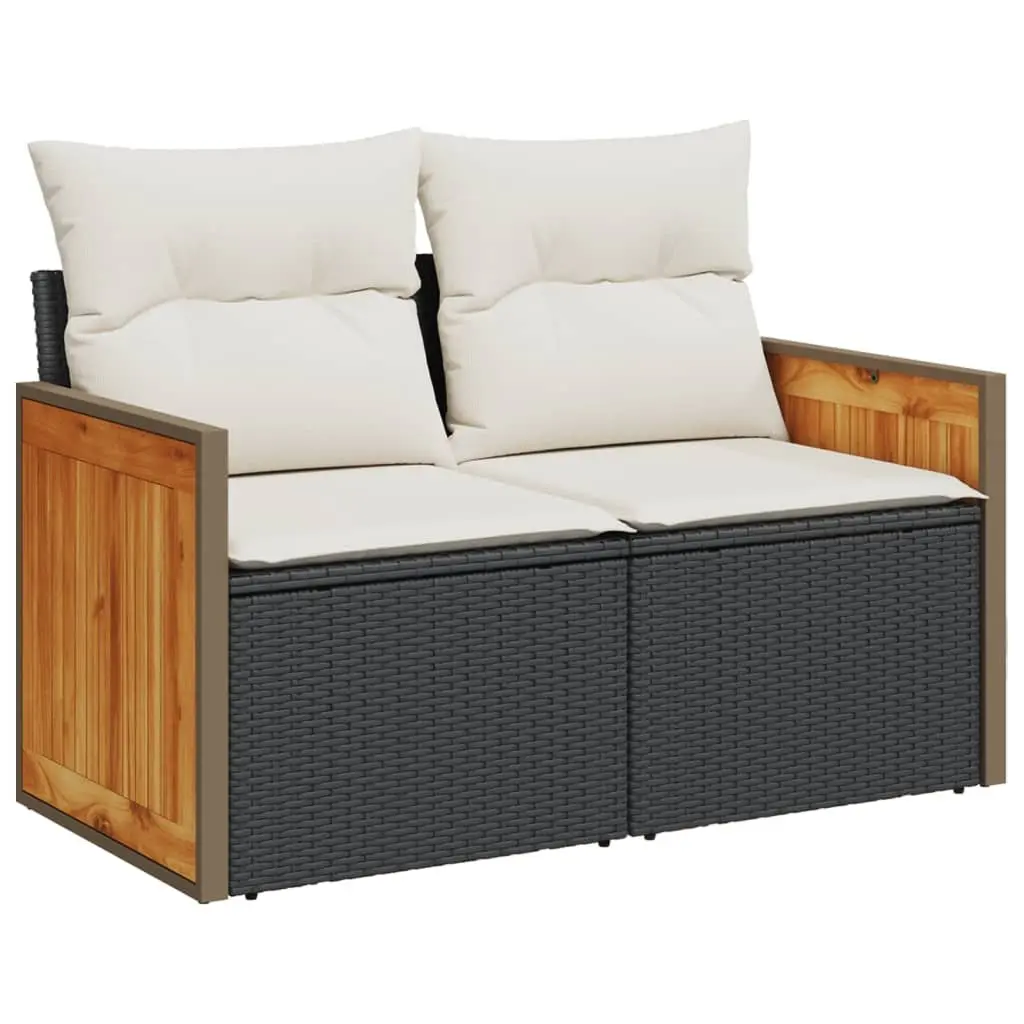 5-Piece Modular Patio Sofa Set in Black Poly Rattan
