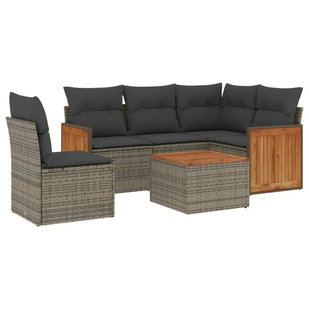 Garden Sofa Set Outdoor Furniture Patio Modular 6 Piece with Cushions Grey